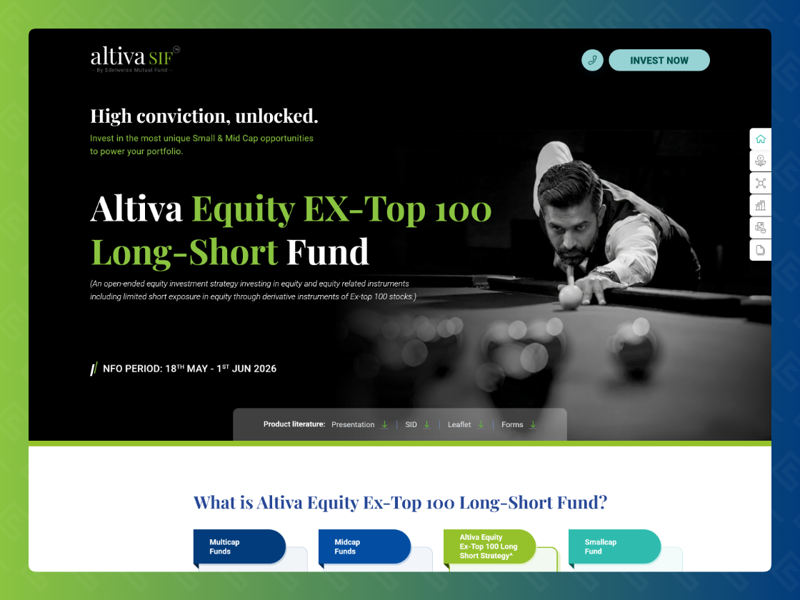 Altiva Equity EX - Top 100 Long Short Fund NFO Landing Page — screenshot 1