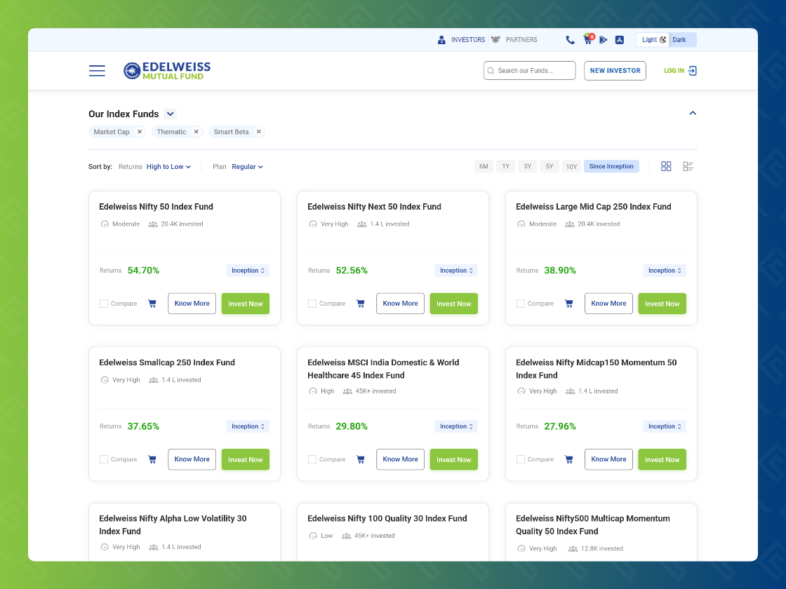 Edelweiss Index Funds Landing Page — screenshot 2
